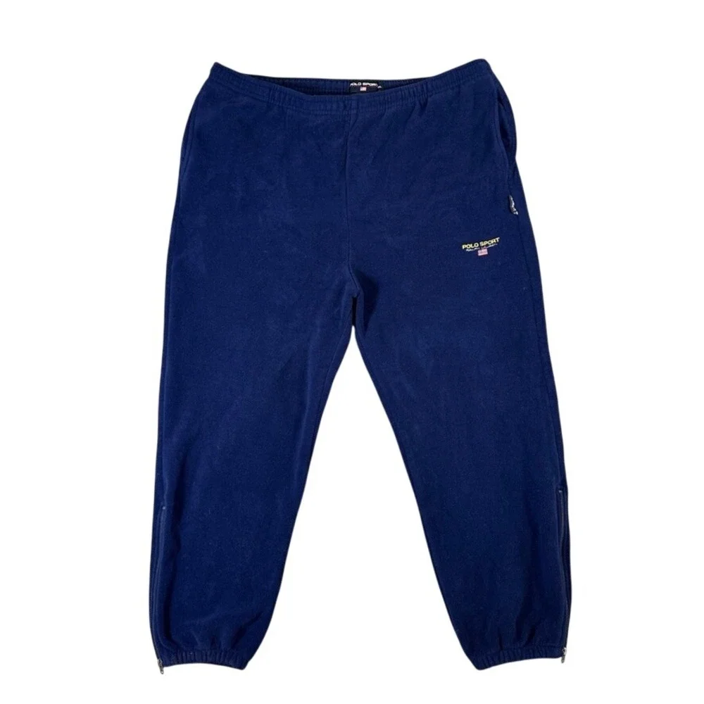 Polo Sport Ralph Lauren Fleece Sweatpants Mens 3XL Navy Blue Vintage USA Made